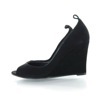 Hermes Veau Doblis Suede Wedges 39 Black 9 of 13