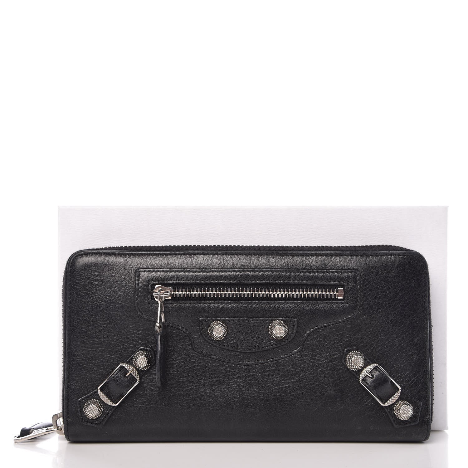 Balenciaga Agneau Giant 12 Silver Hardware Continental Zip Around Wallet Black 9 of 9