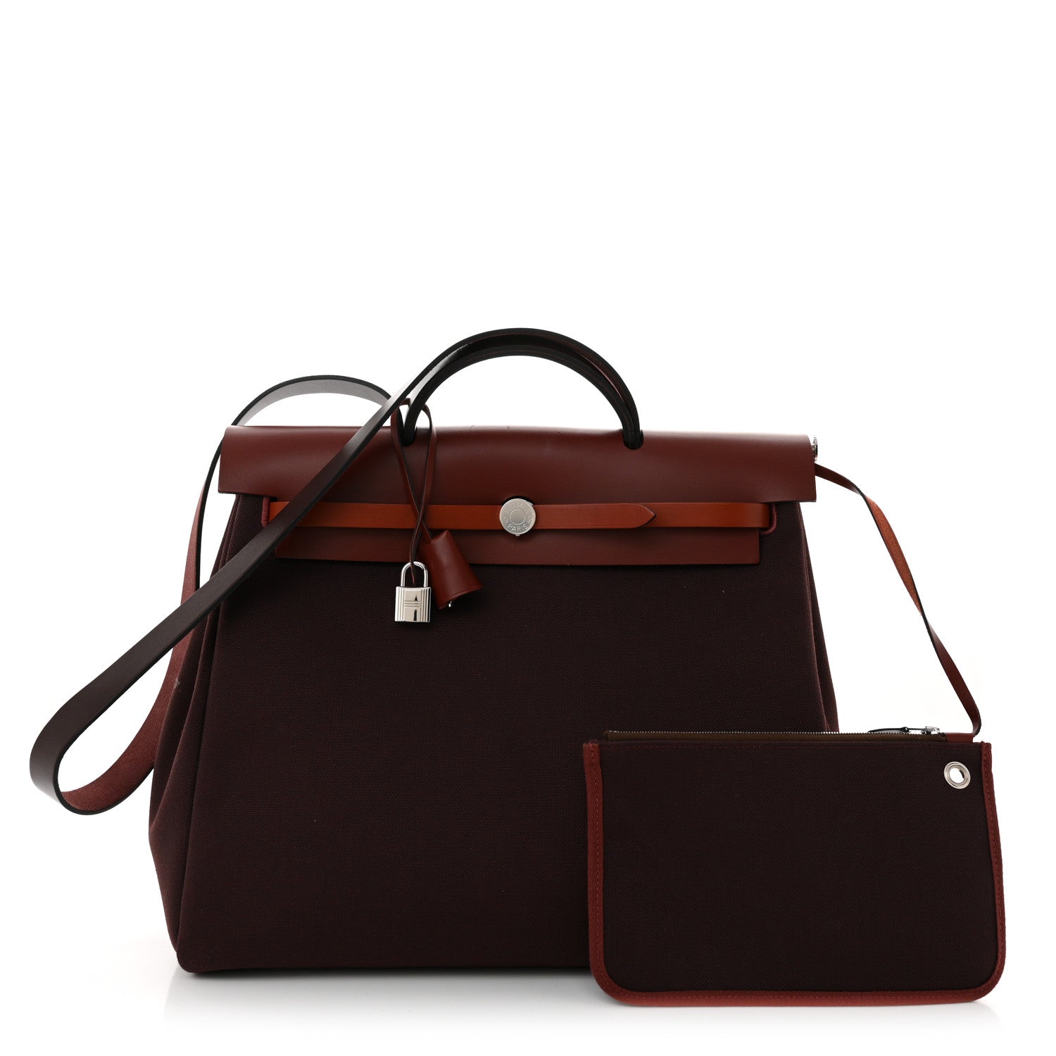 Hermes Military Toile Vache Hunter Herbag Zip 39 PM Chocolate Rouge Sellier Rouge H Cuivre 3 of 16