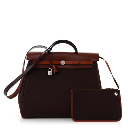 Hermes Military Toile Vache Hunter Herbag Zip 39 PM Chocolate Rouge Sellier Rouge H Cuivre 3 of 16