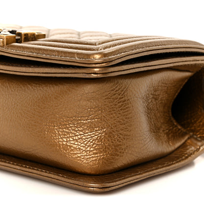 Chanel Metallic Crumpled Calfskin Quilted Gripoix Small Boy Flap Bronze 10 of 10
