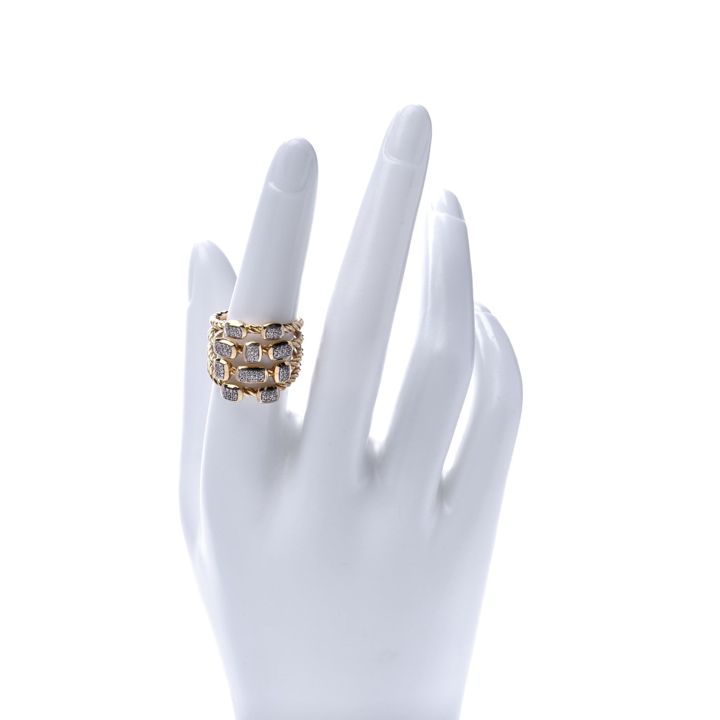 18K Yellow Gold Diamond Four Row Confetti Ring 54 7
