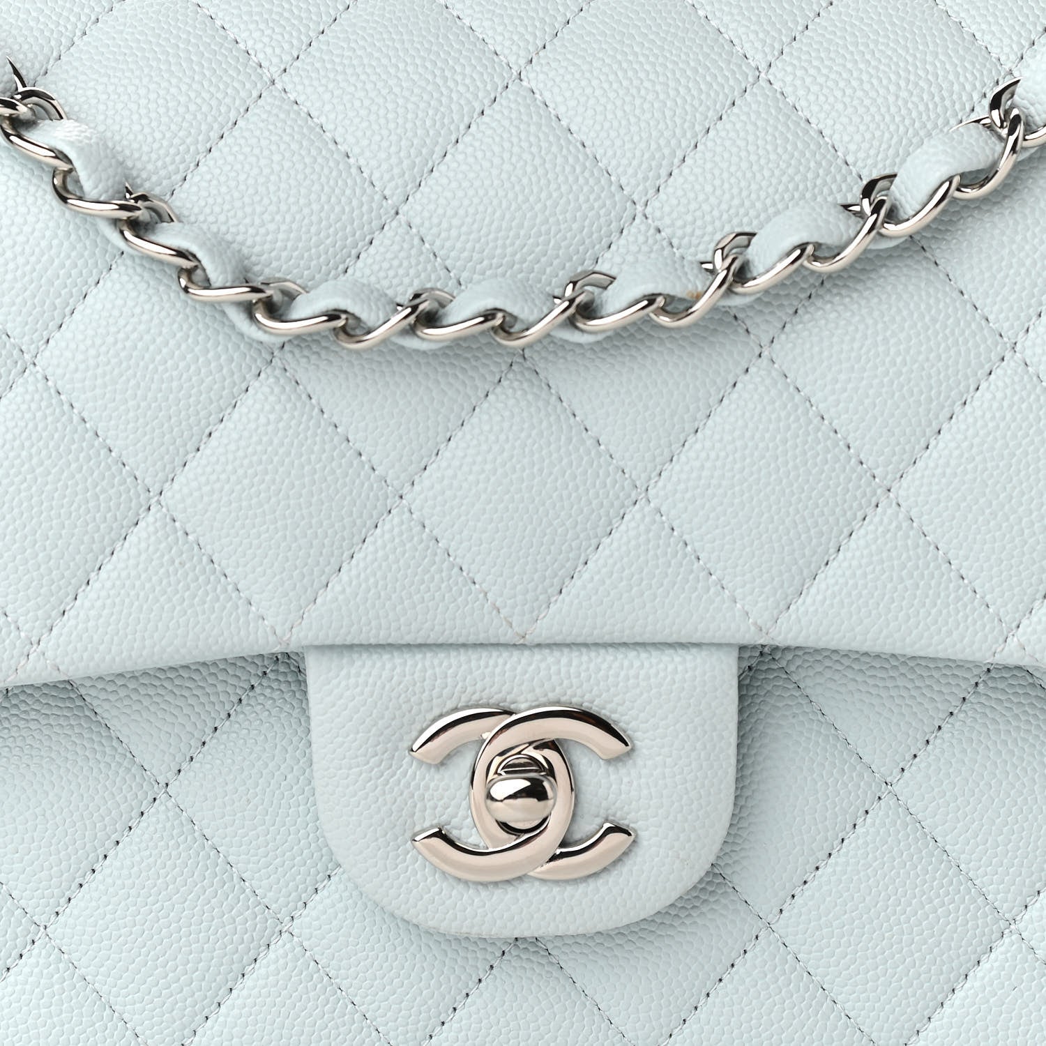 Chanel Caviar Quilted Medium Double Flap Light Blue 7 of 11