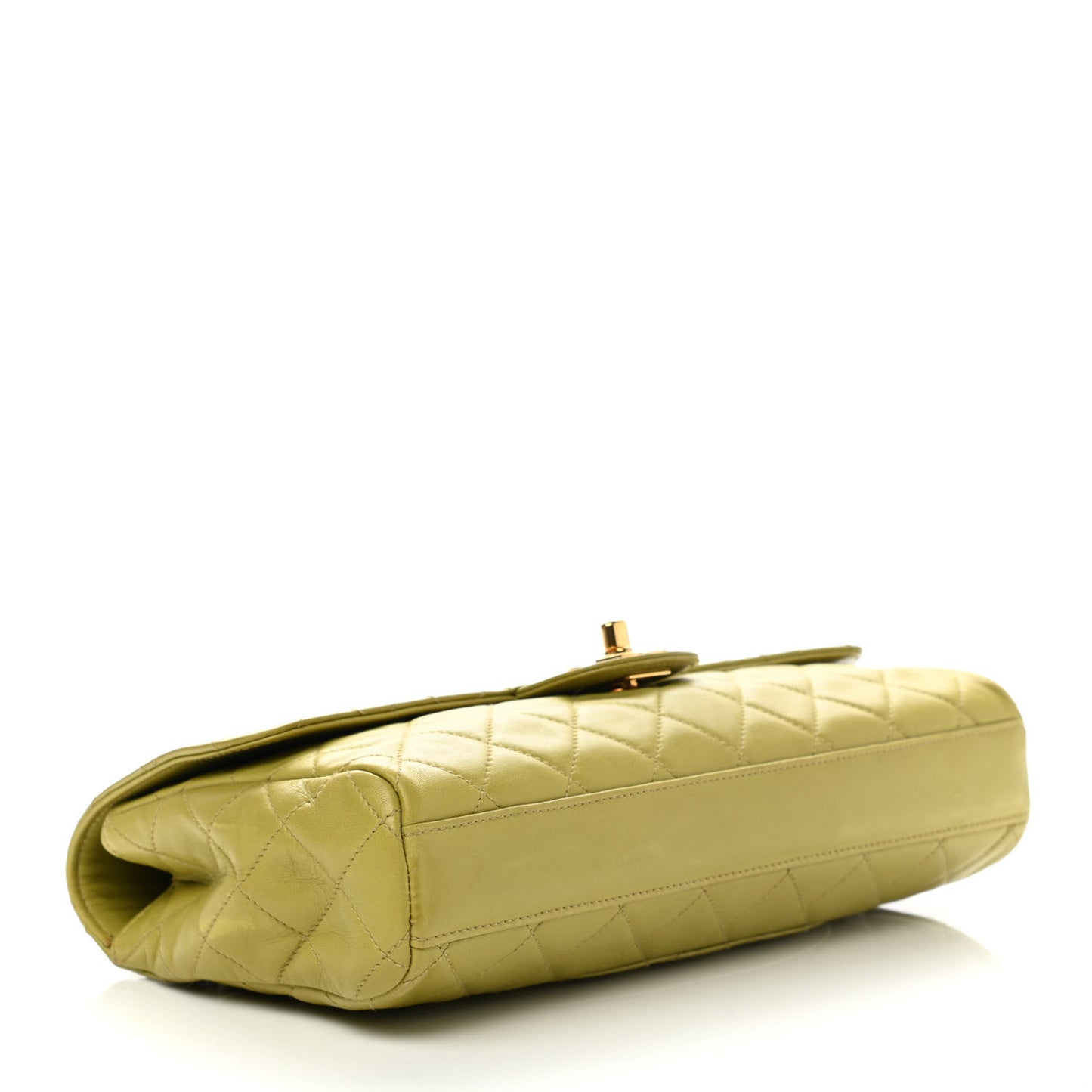 Lambskin Quilted Flap Clutch Light Green