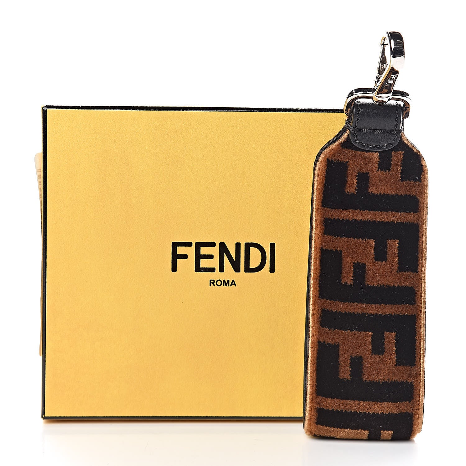 Fendi Velvet Tapestry FF Key Ring Tobacco 3 of 3