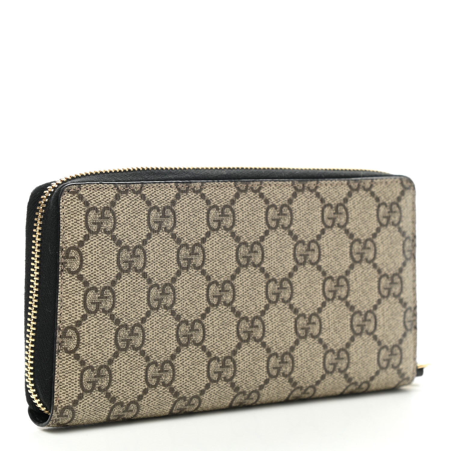Gucci Dollar Calfskin GG Supreme Monogram GG Marmont Zip Around Wallet Black Beige Ebony 3 of 7
