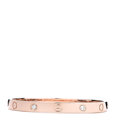 Cartier 18K Pink Gold 4 Diamond LOVE Bracelet 17 3 of 7