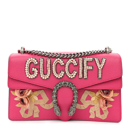 Gucci Pebbled Calfskin Embellished Guccify Small Dionysus Shoulder Bag Rosa 1 of 10