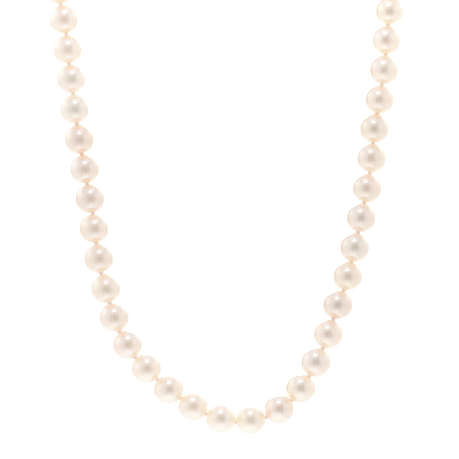 Mikimoto 18K White Gold Diamond Akoya Pearl 7.5-8mm Strand Necklace 1 of 5