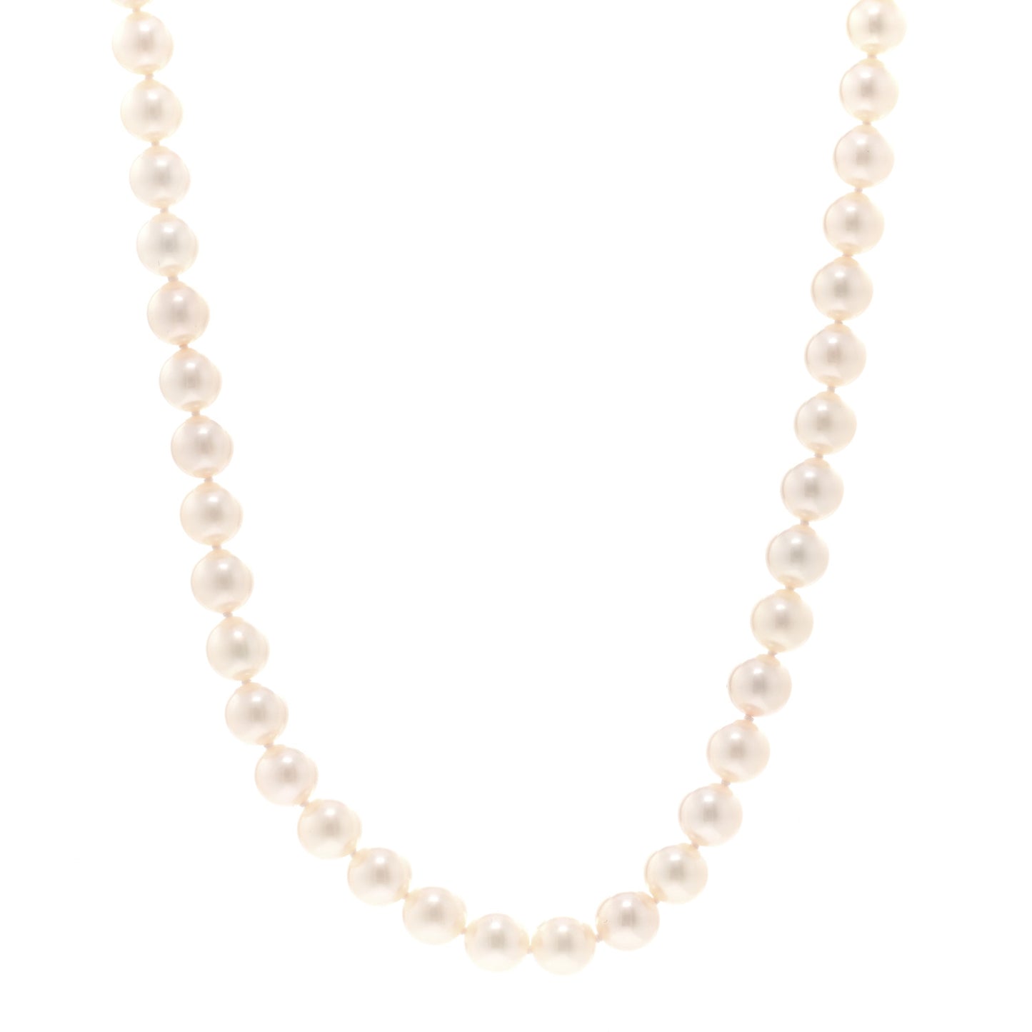 18K White Gold Diamond Akoya Pearl 8mm Strand Necklace