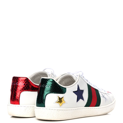 Gucci Calfskin Ayers Web Star Embroidered Womens Ace Sneakers 35.5 White Multi 3 of 17