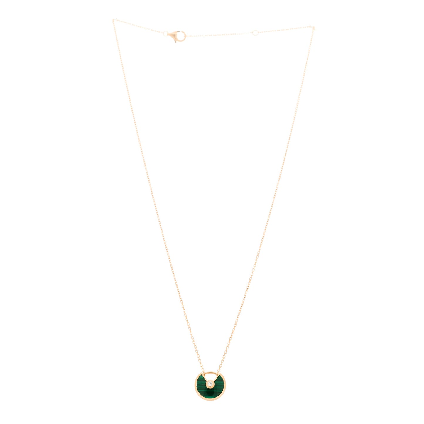 18K Pink Gold Diamond Malachite XS Amulette de Cartier Pendant Necklace