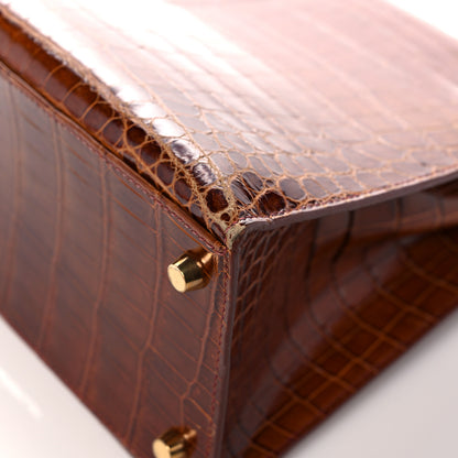 Hermes Shiny Niloticus Crocodile Kelly Sellier 28 Miel 12 of 34