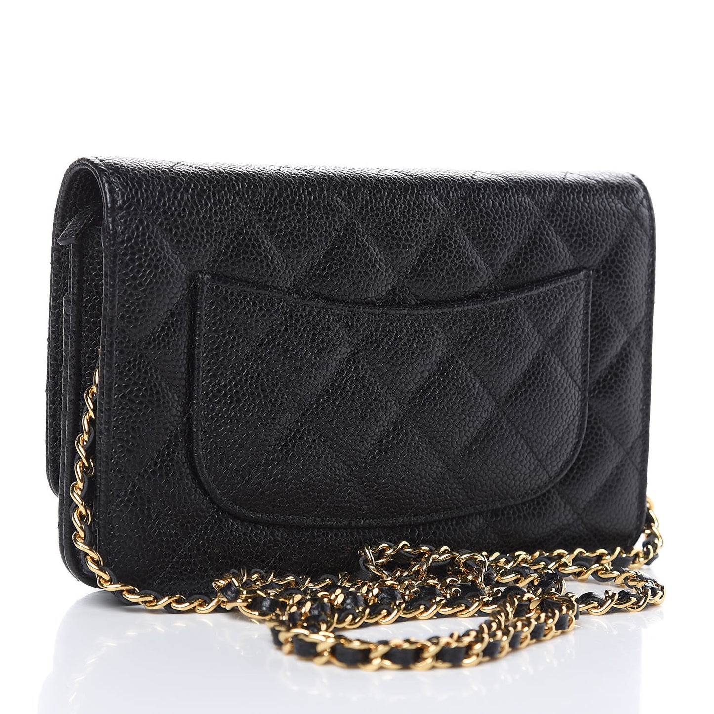 Caviar Quilted Wallet On Chain WOC Black