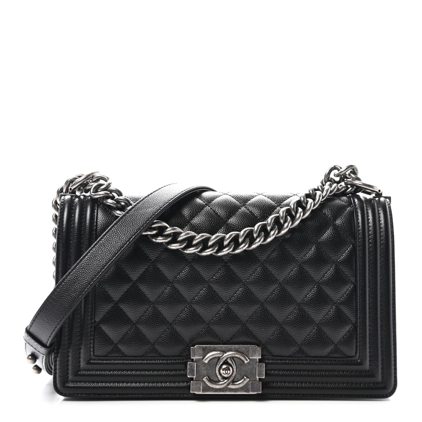 Caviar Quilted Medium Boy Flap Black