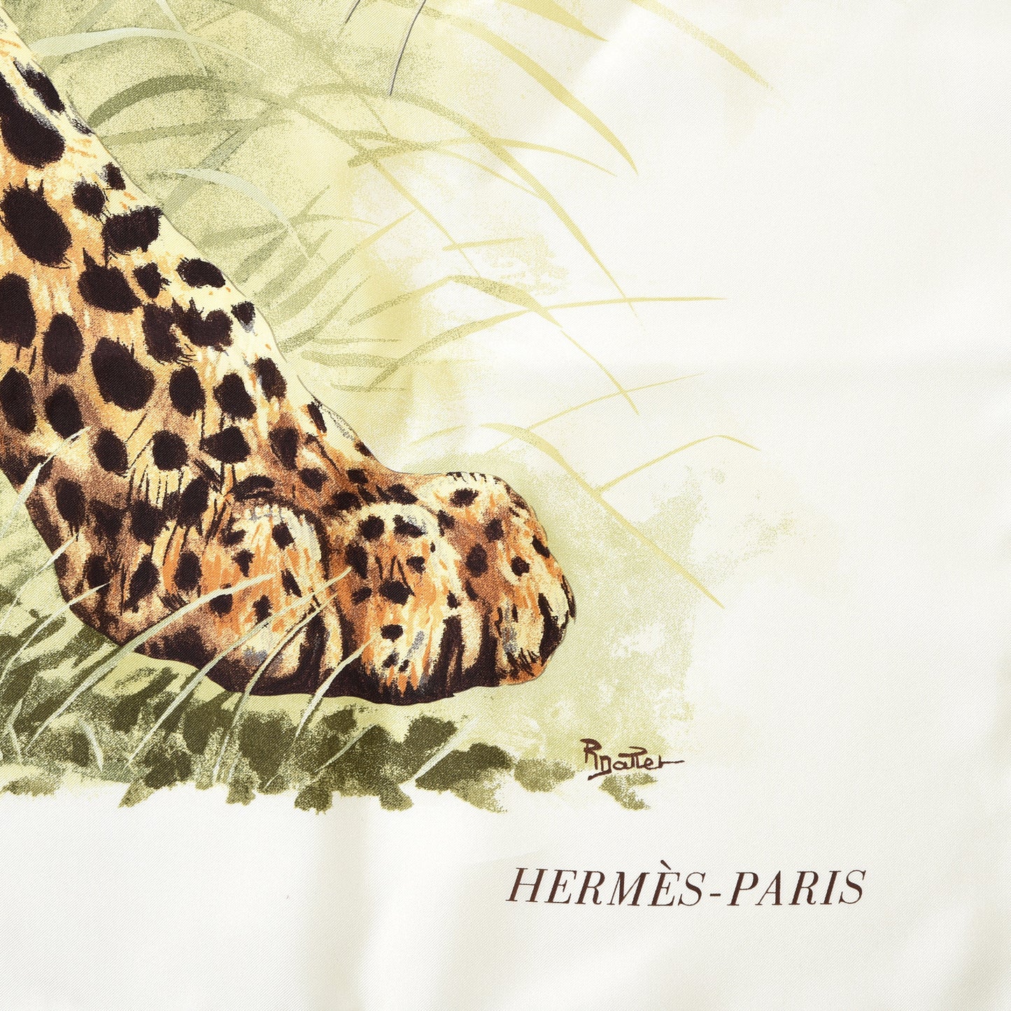 Silk Panthera Pardus Shawl 140 Ivory Brun Vert