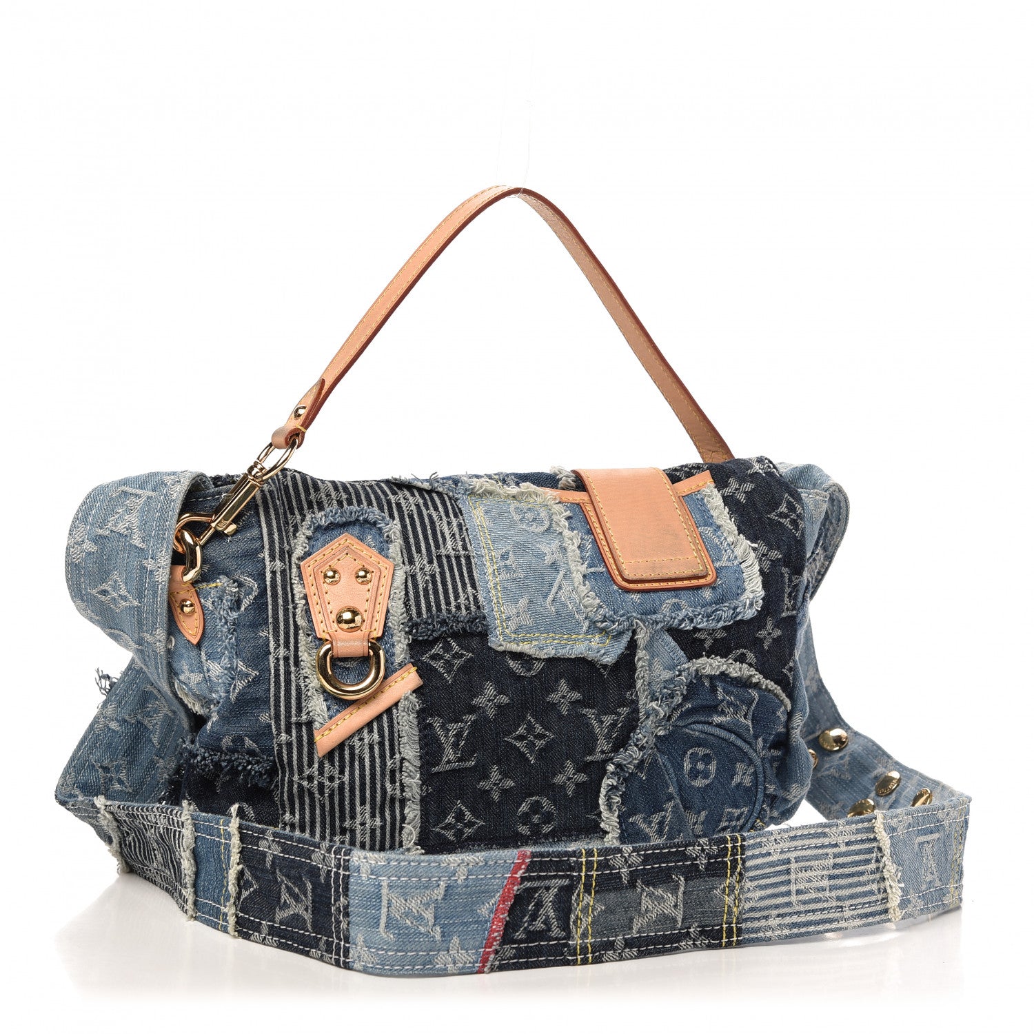 Louis Vuitton Denim Patchwork Posty Messenger Bag Blue 3 of 12