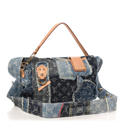 Louis Vuitton Denim Patchwork Posty Messenger Bag Blue 3 of 12