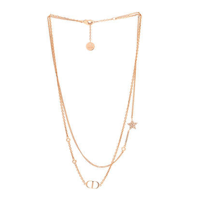 Christian Dior Metal Crystal Petit CD Double Necklace Gold 3 of 5