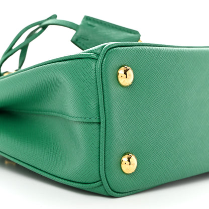 Prada Saffiano Lux Mini Galleria Double Zip Tote Biliardo 10 of 12