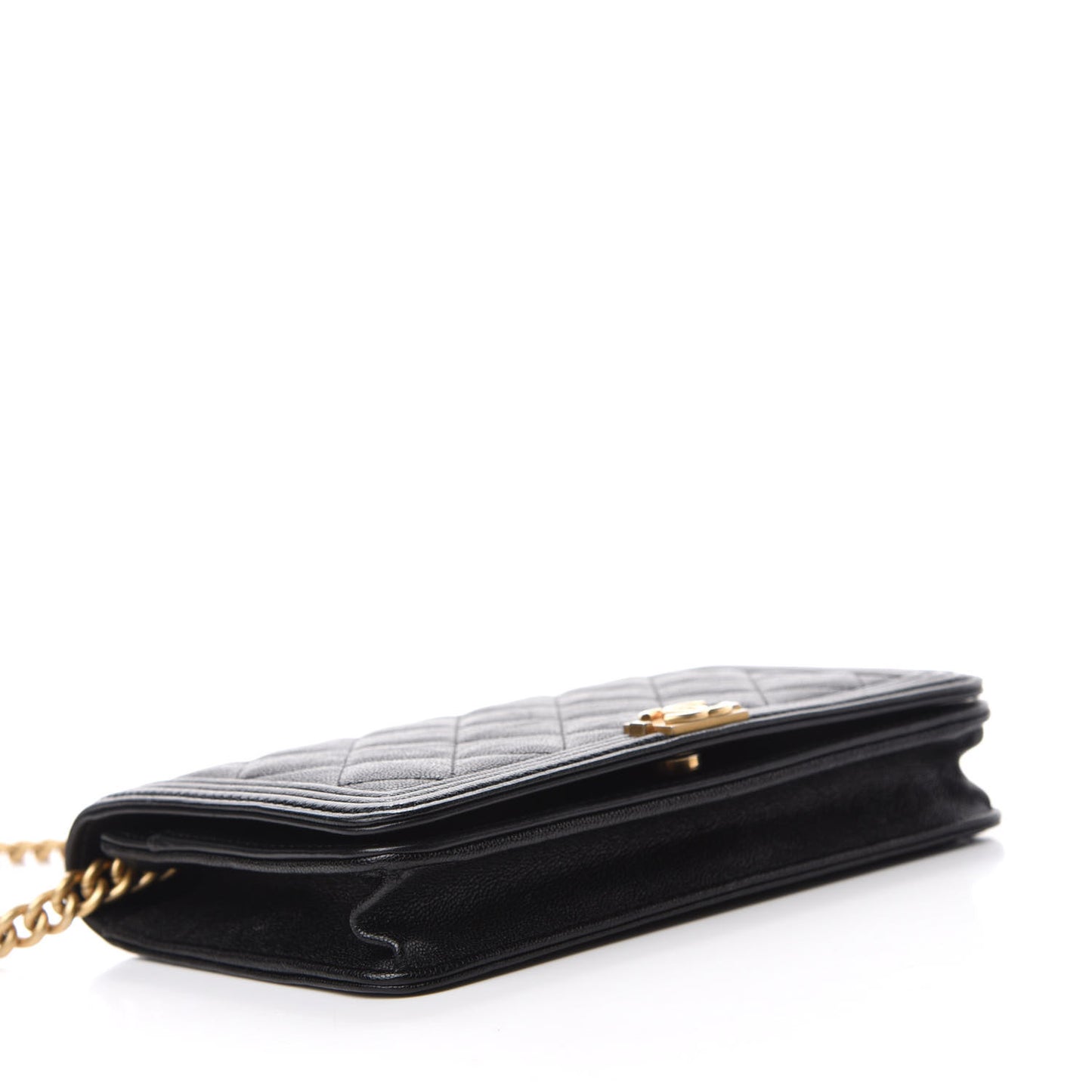 Caviar Quilted Boy Wallet On Chain WOC Black