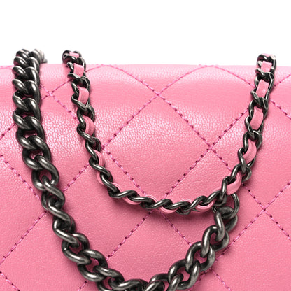 Chanel Shiny Goatskin Quilted Small Double Carry Waist Chain Flap Pink 8 of 10
