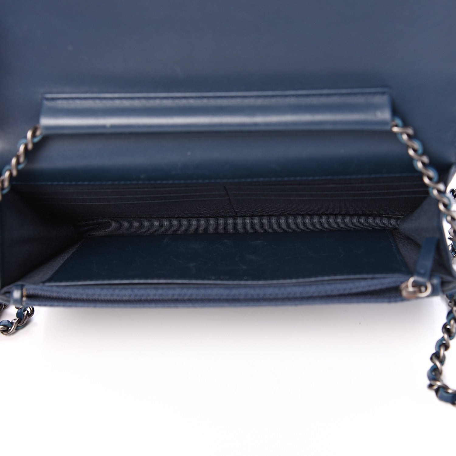 Chanel Glazed Calfskin Quilted Coco Boy Wallet On Chain WOC Blue 4 of 14