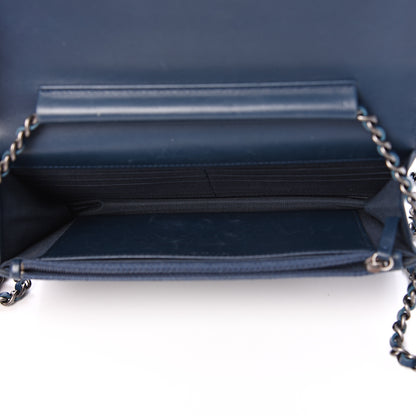 Chanel Glazed Calfskin Quilted Coco Boy Wallet On Chain WOC Blue 4 of 14