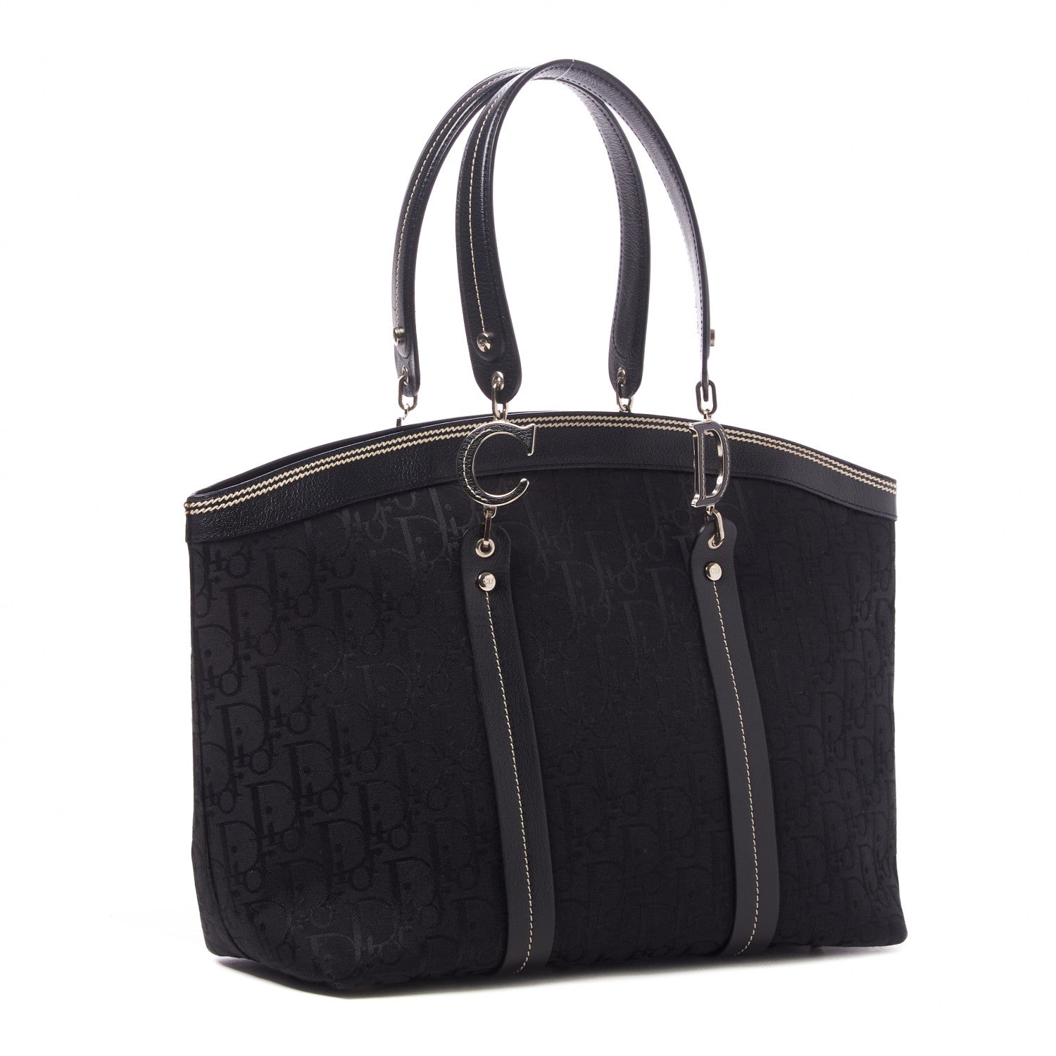 Christian Dior Monogram Vintage Flowers Dome Bag Black 2 of 9