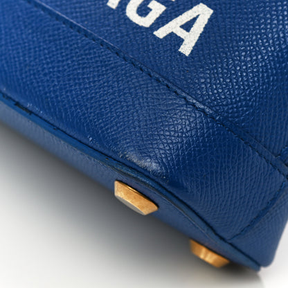 Balenciaga Signature Grained Calfskin Logo XXS Ville Top Handle Bag Bleu Roi White 8 of 20