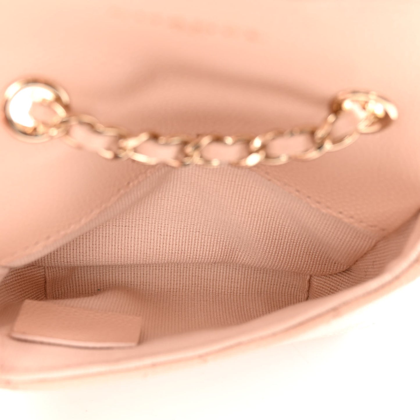 Caviar Quilted Mini Chain Belt Bag Light Beige