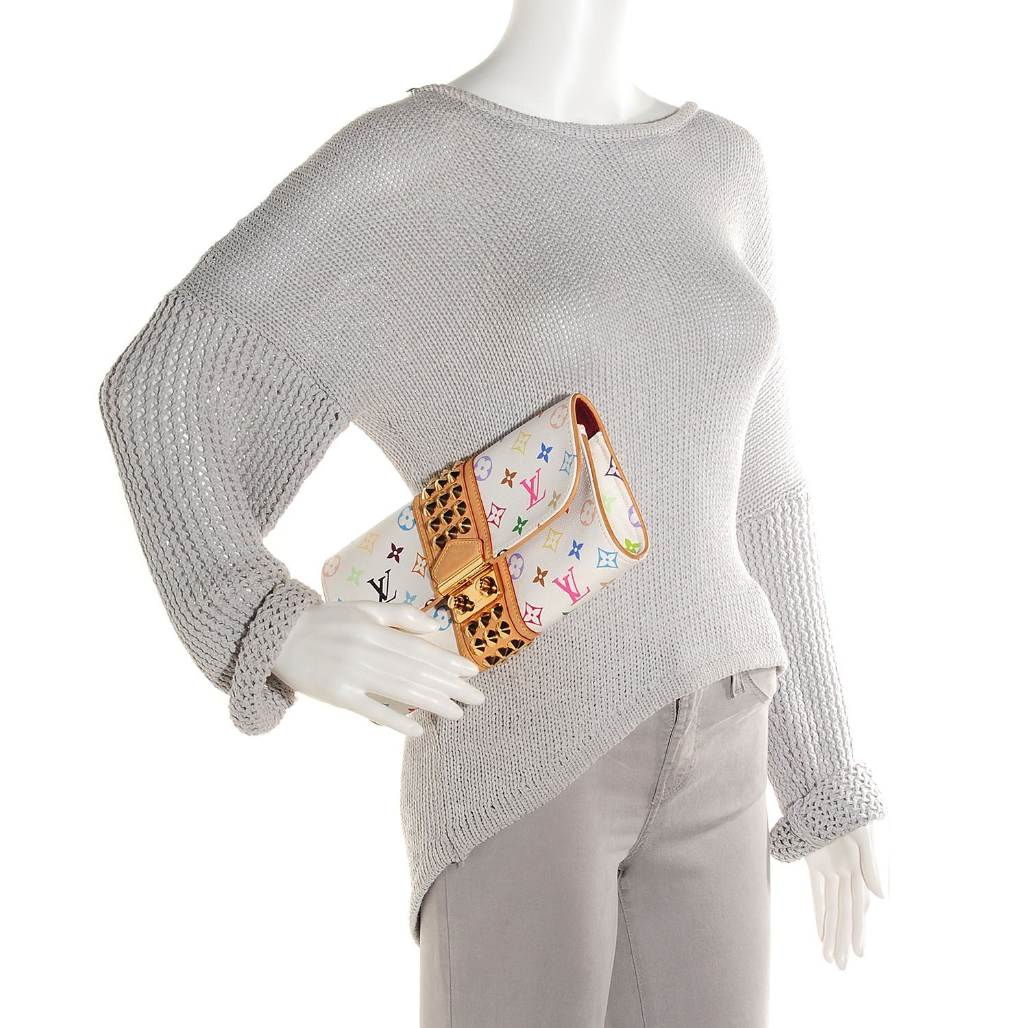 Louis Vuitton Monogram Multicolor Courtney Clutch White 2 of 7