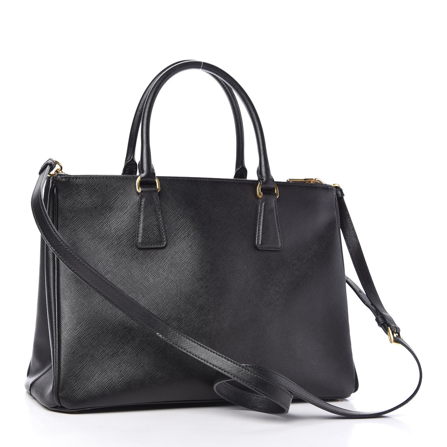 Saffiano Medium Galleria Double Zip Tote Black