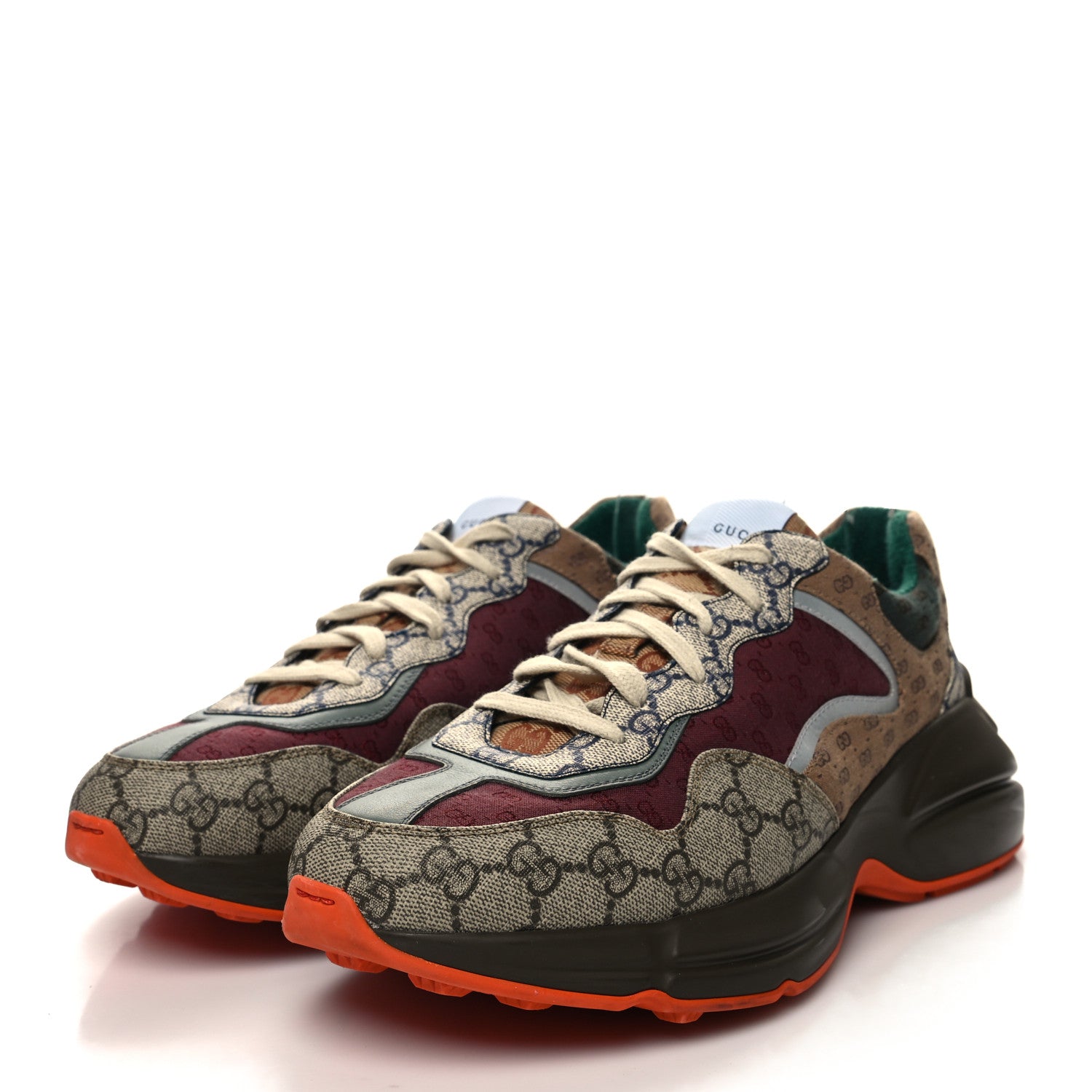 Gucci GG Supreme Monogram Mix Monogram Mens Rhyton Sneakers 10.5 Bordeaux Beige Ebony 3 of 9