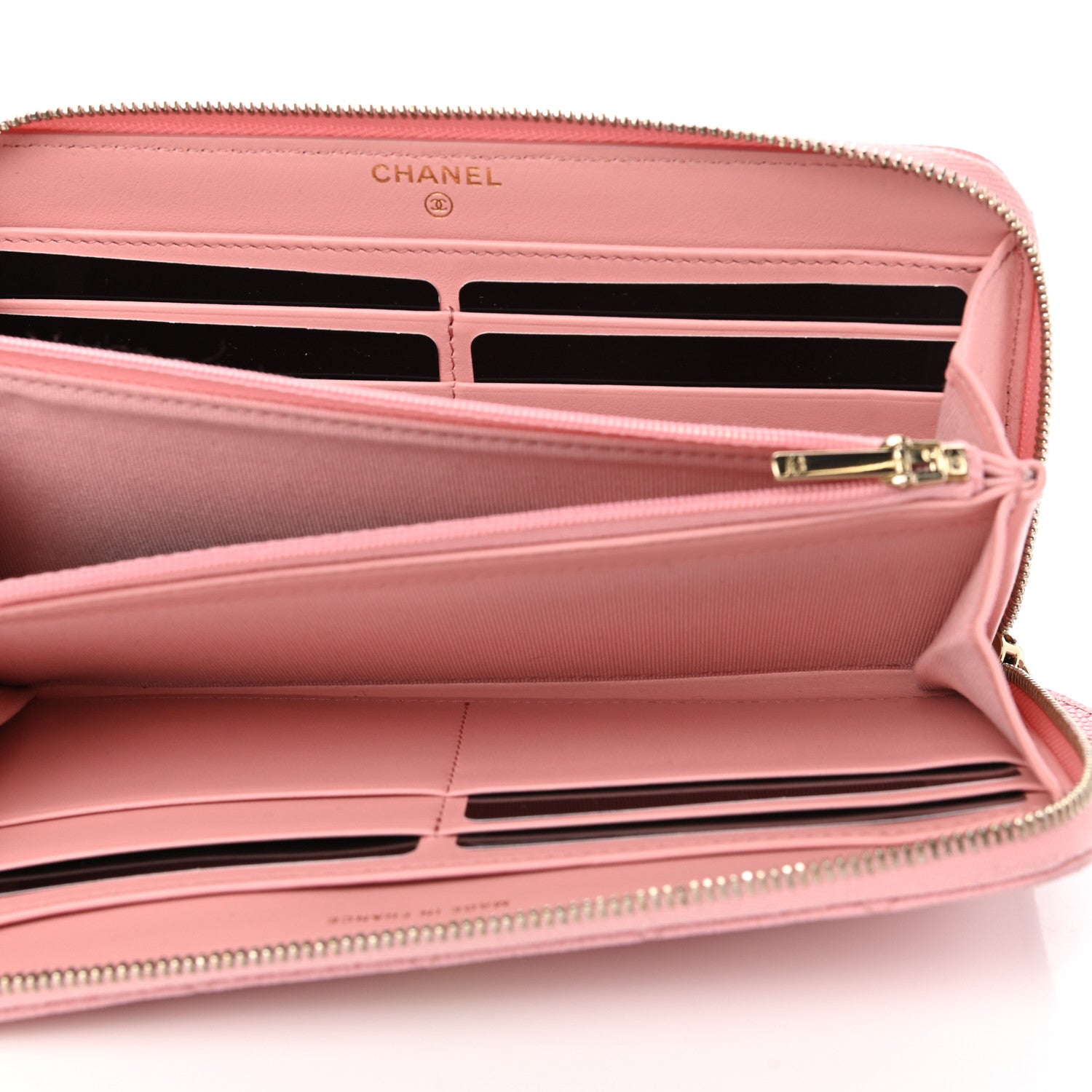 Chanel Caviar Quilted Large Gusset Zip Around Wallet Light Pink 5 of 9