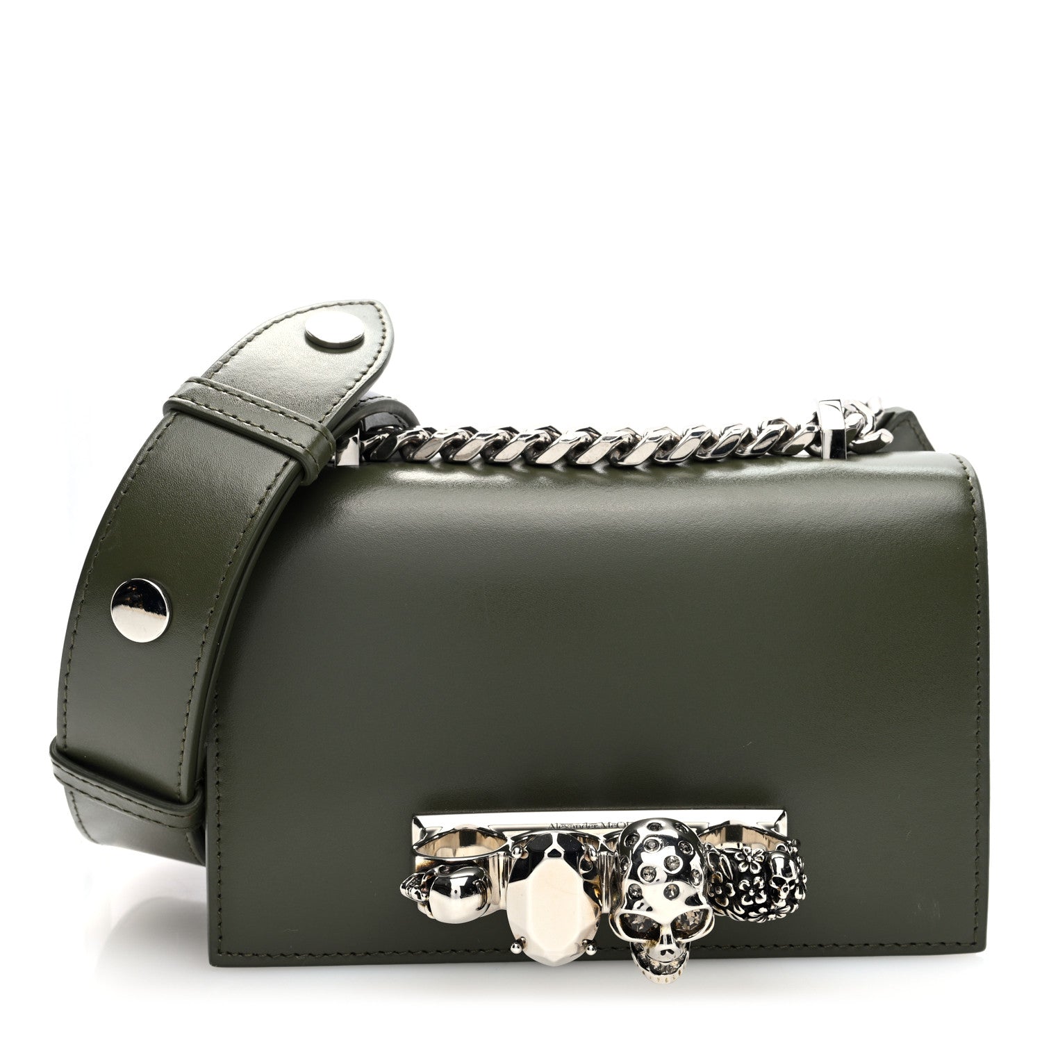 Alexander McQueen Calfskin Knuckle Crossbody Green 1 of 9