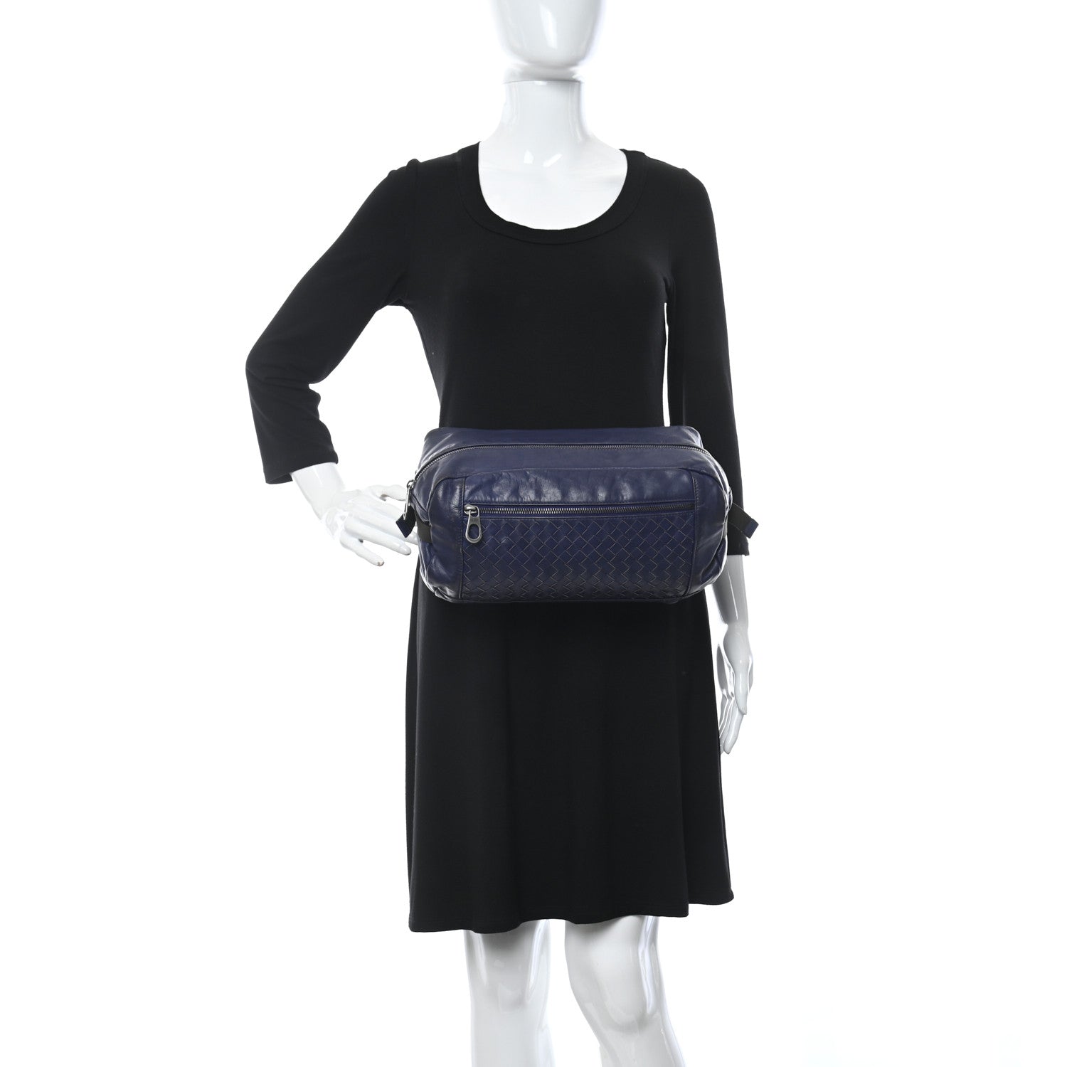 Bottega Veneta Calfskin Intrecciato Belt Bag Blue 2 of 16