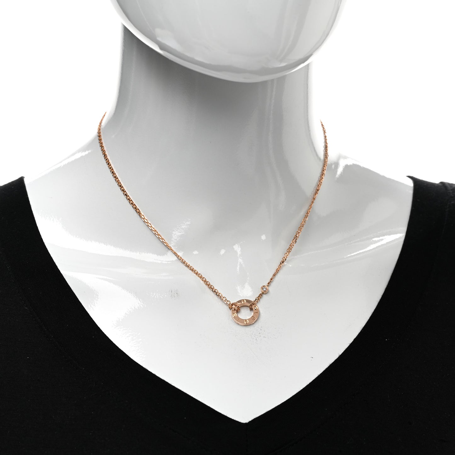18K Pink Gold 2 Diamond LOVE Necklace