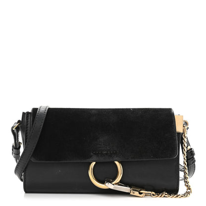 Chloe Suede Calfskin Mini Faye Shoulder Bag Black 1 of 16
