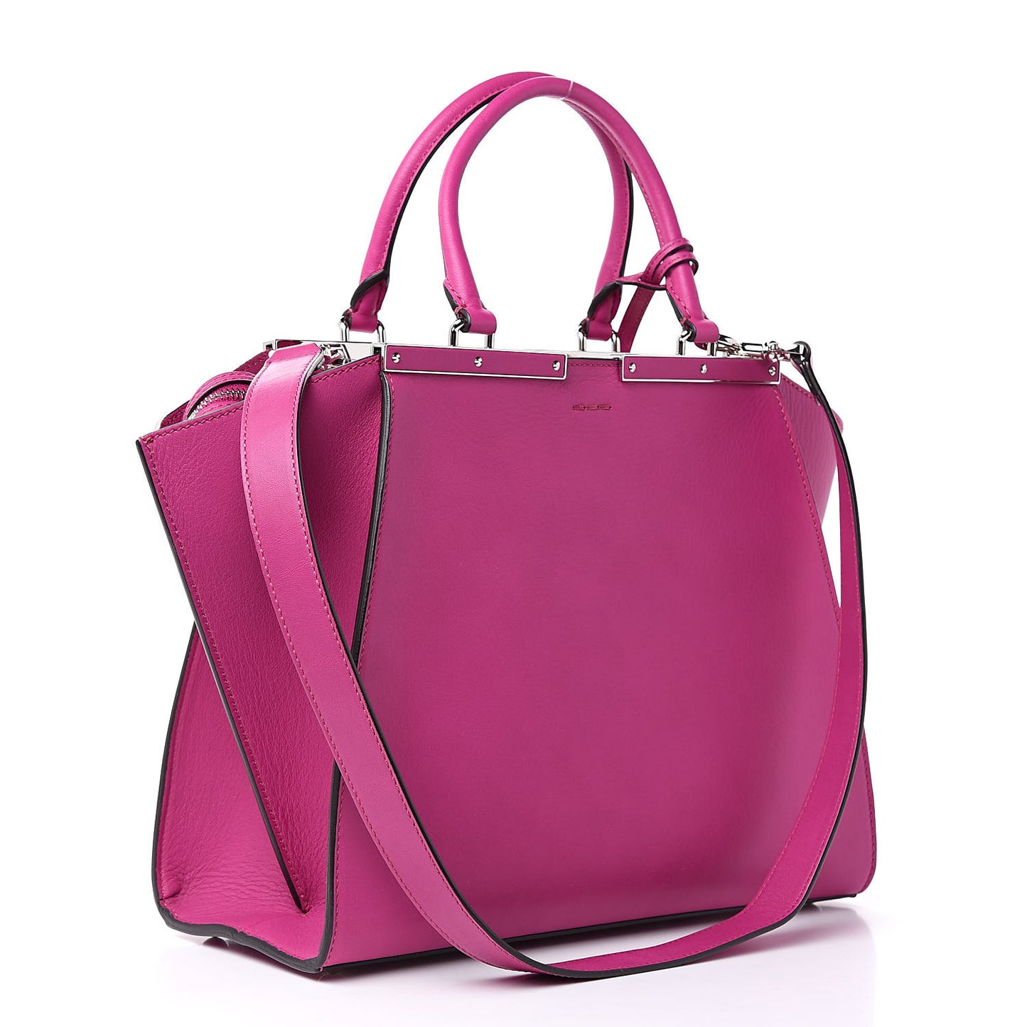 Vitello Pelo Flamingo Crocodile Embossed Petite 3Jours Tote Magenta