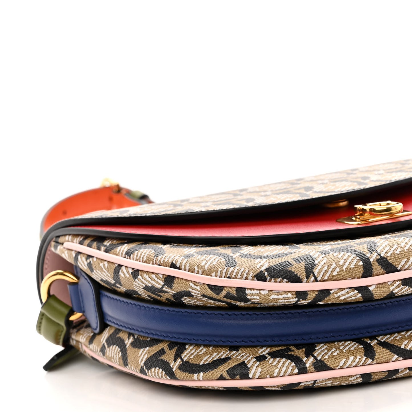 Canvas Calfskin Gancini Saddle Bag Yellow Multicolor