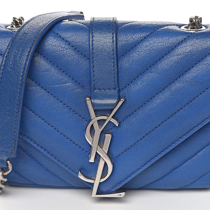 Saint Laurent Sheepskin Matelasse Chevron Monogram Classic Baby Chain Bag Blue Majorelle 20 of 20