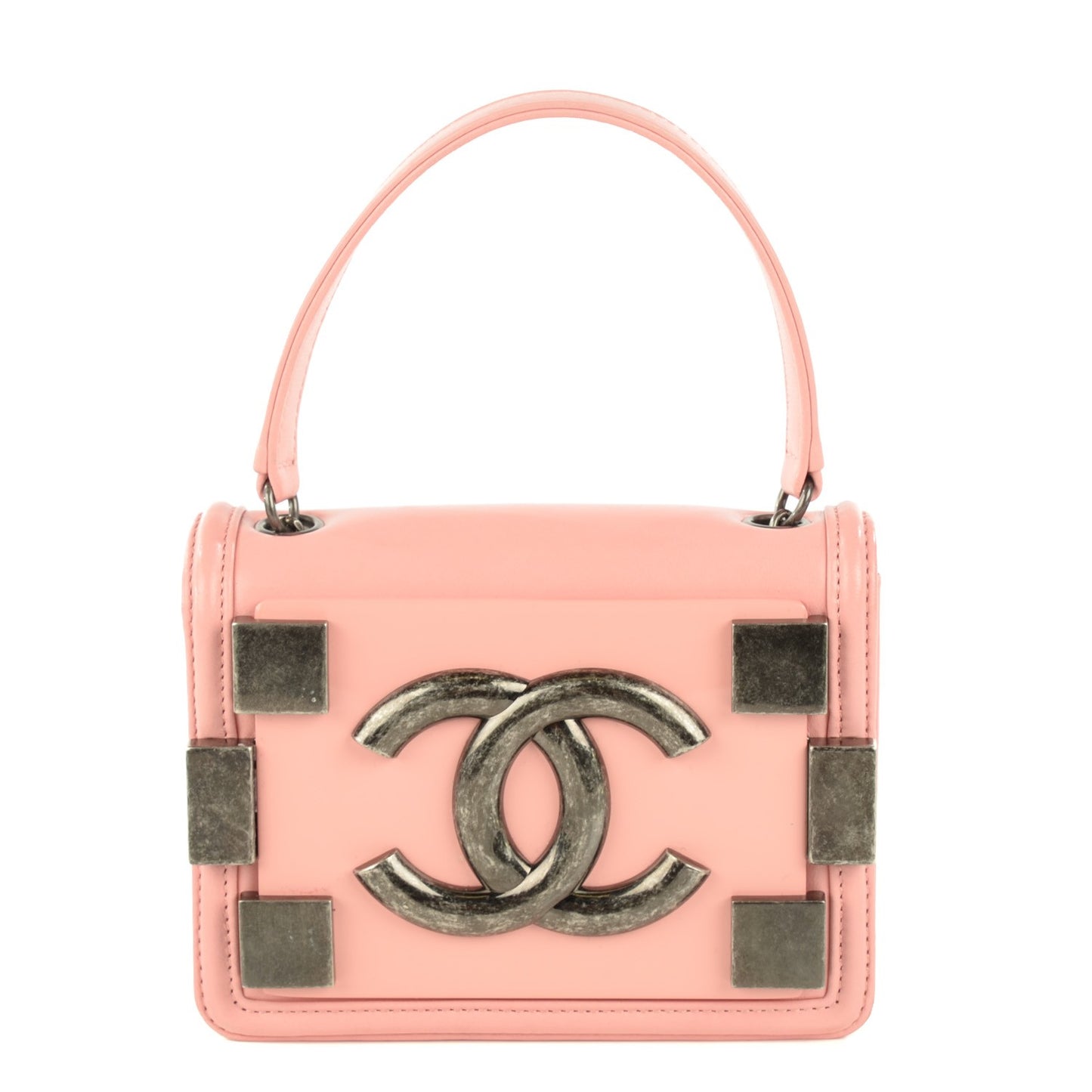 Lambskin Plexiglass Boy Brick Flap Pink
