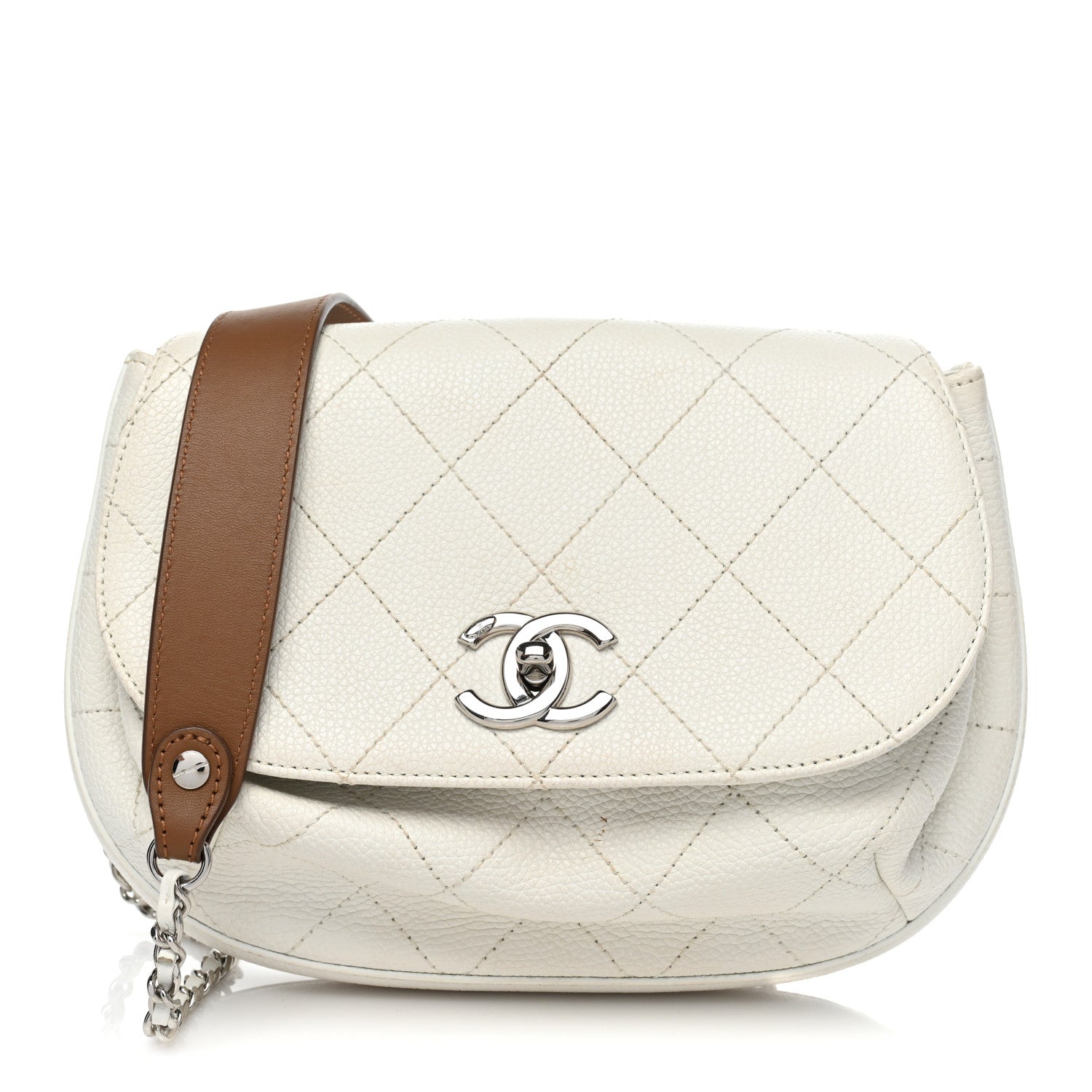 Chanel Calfskin Stitched Messenger Flap White 1 of 13