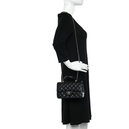 Chanel Lambskin Quilted Mini Top Handle Rectangular Flap Black 2 of 10