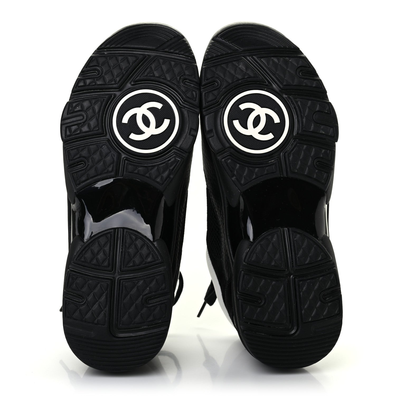 Chanel Mesh Suede Grained Calfskin Womens CC Sneakers 38 Black White 5 of 7