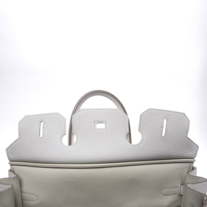 Hermes Taurillon Clemence Lizard Club Birkin 35 Gris Perle White Mykonos 16 of 31