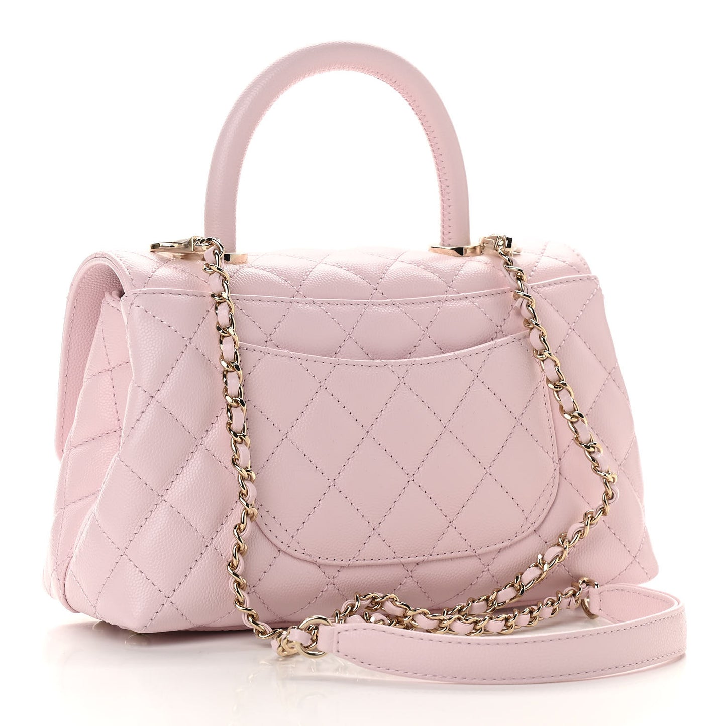 Caviar Quilted Mini Coco Handle Flap Light Pink