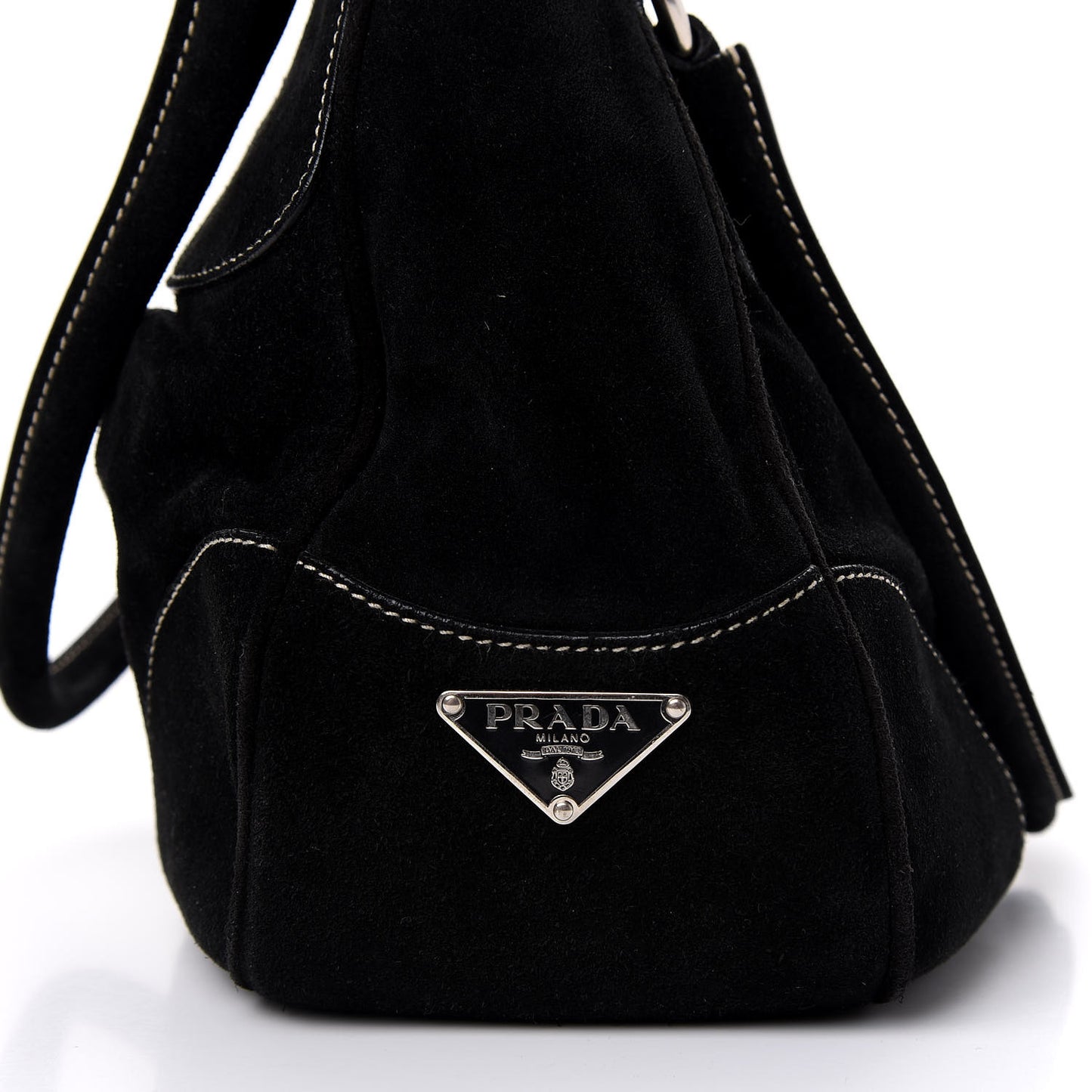 Scamosciato Suede Buckle Shoulder Bag Black