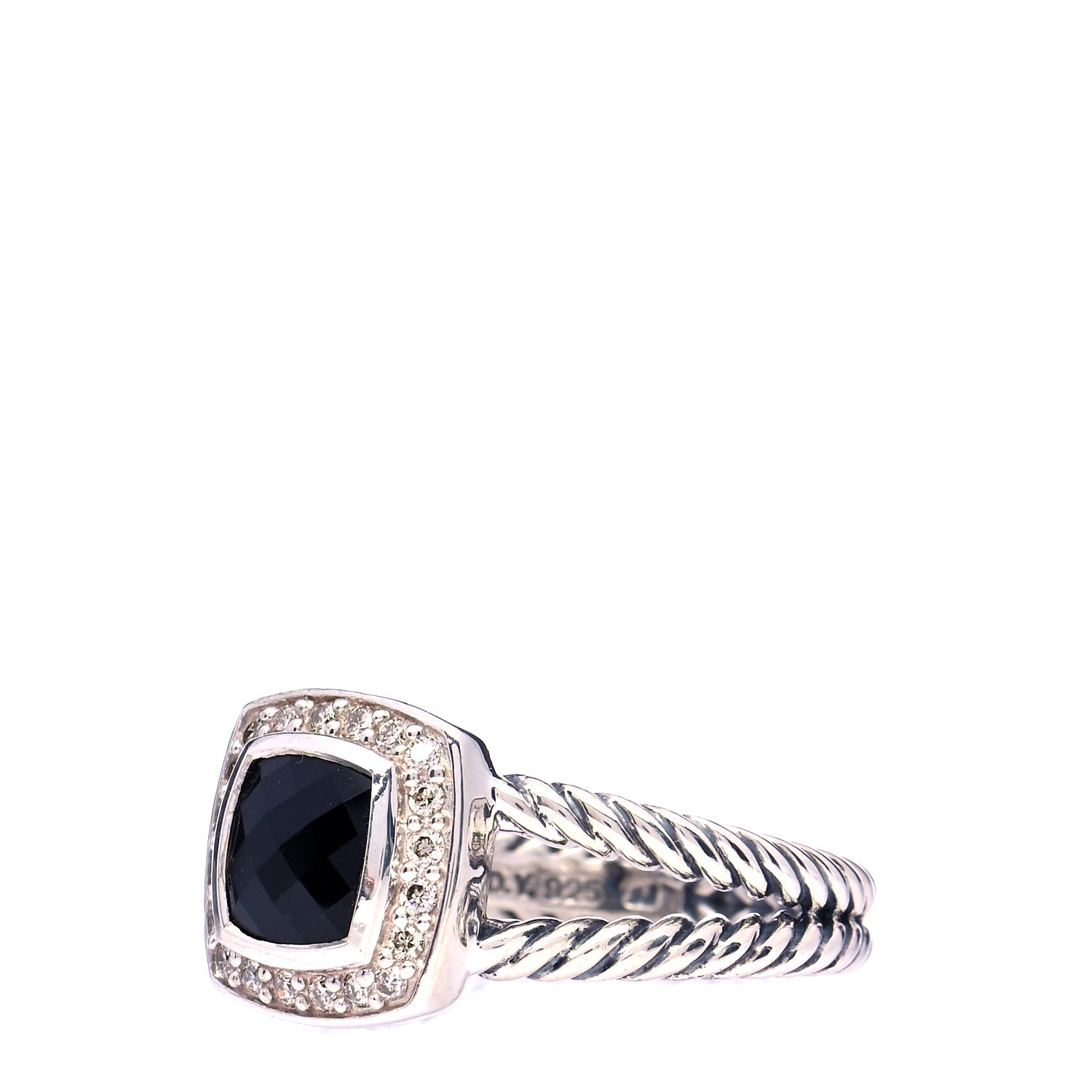 David Yurman Sterling Silver Diamond Black Onyx 7mm Petite Albion Ring 55 7.25 4 of 6